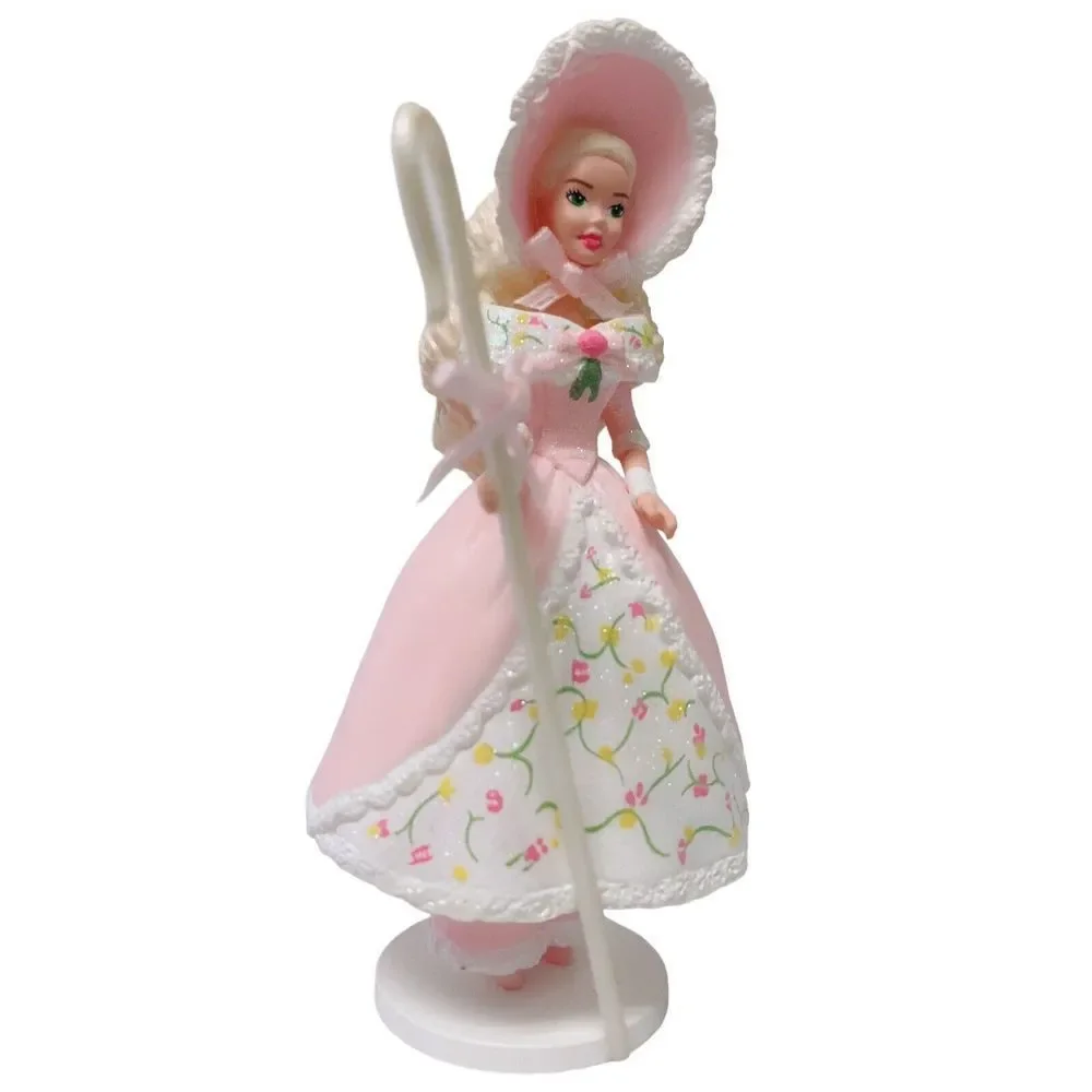 BARBIE Little Bo Peep Doll Hallmark Ornament Christmas Pink Dress Hat Staff 1998